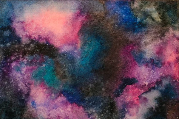 Aquarelle peinture espace fond, abstrait galaxie aquarelle — Photo