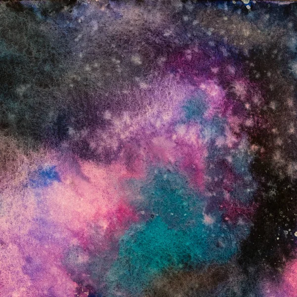 Watercolor painting space background, Abstract galaxy watercolor