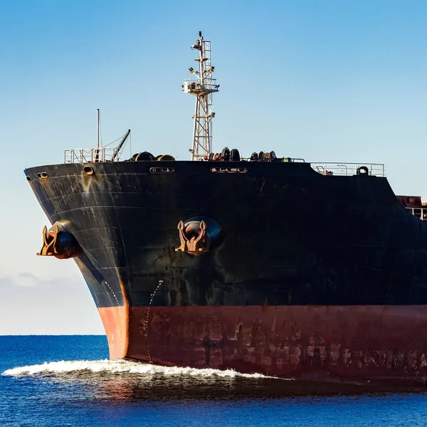 Black cargo ship's bow — Stock Photo, Image