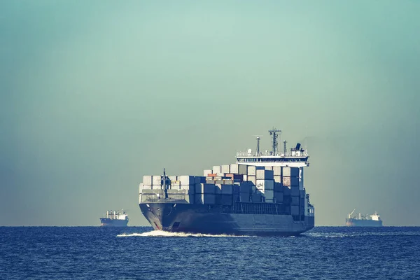 Grey container ship — Stock Photo, Image