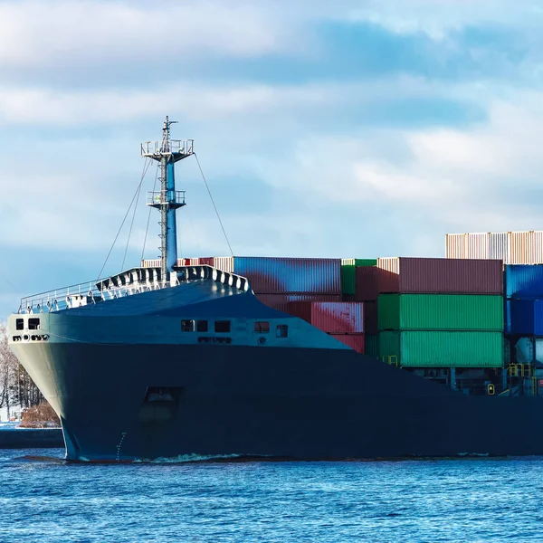 Grey container ship — Stock Photo, Image