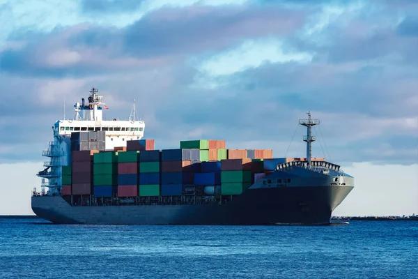 Grey container ship — Stock Photo, Image