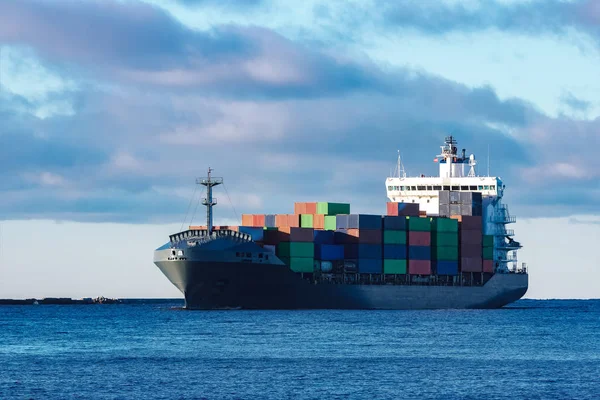 Grey container ship — Stock Photo, Image