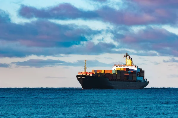 Black cargo ship — Stock Photo, Image