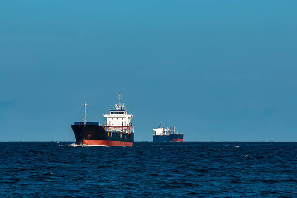 Black cargo ship
