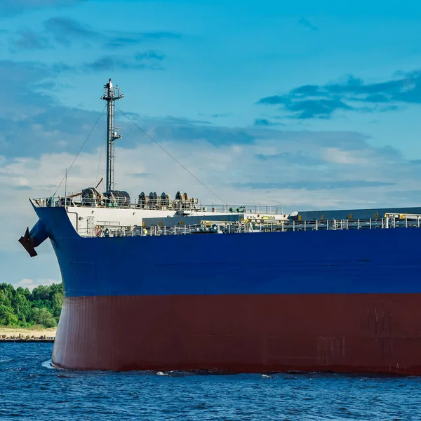 Blue cargo ship underway — Stock Photo, Image