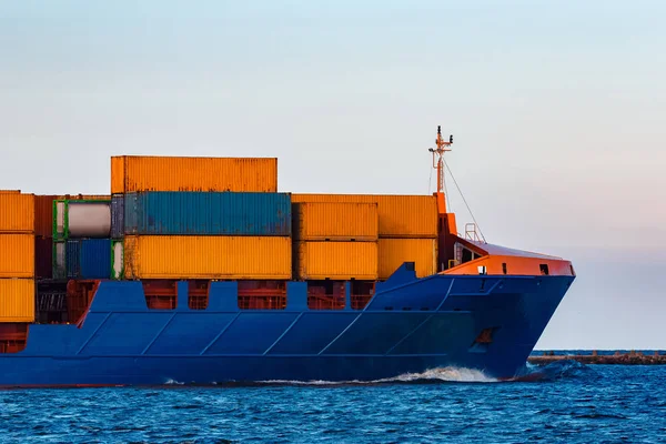 Nave Portacontenedores Azul Logística Global Transferencia Mercancías — Foto de Stock