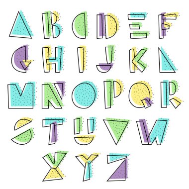 Çizgi film geometrik alfabesi