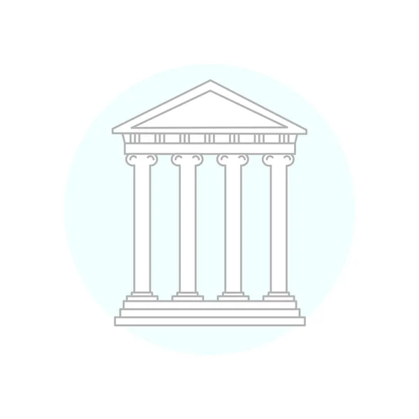 Greek Antique Temple Historic Building Columns Monument Ancient Culture Linear — Stock Vector