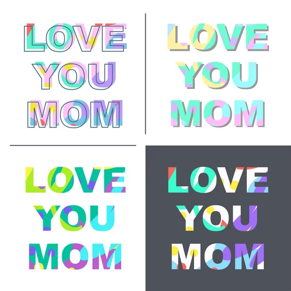 Mencintaimu Ibu Selamat Pada Hari Ibu Frasa Dengan Tekstur Cerah - Stok Vektor