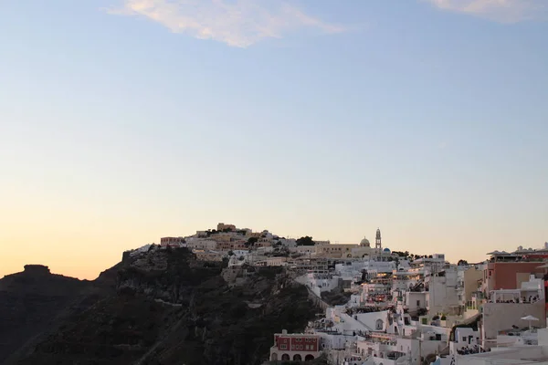 Early Morning Sunrise City Skyline di Santornini, Grecia — Foto Stock