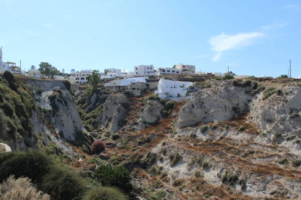 Dağ tarafı köylerinde Santorini Yunanistan — Stok fotoğraf