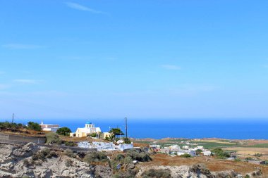 Santorini, Yunanistan'ın panoramik güneşli gün saat sayısı