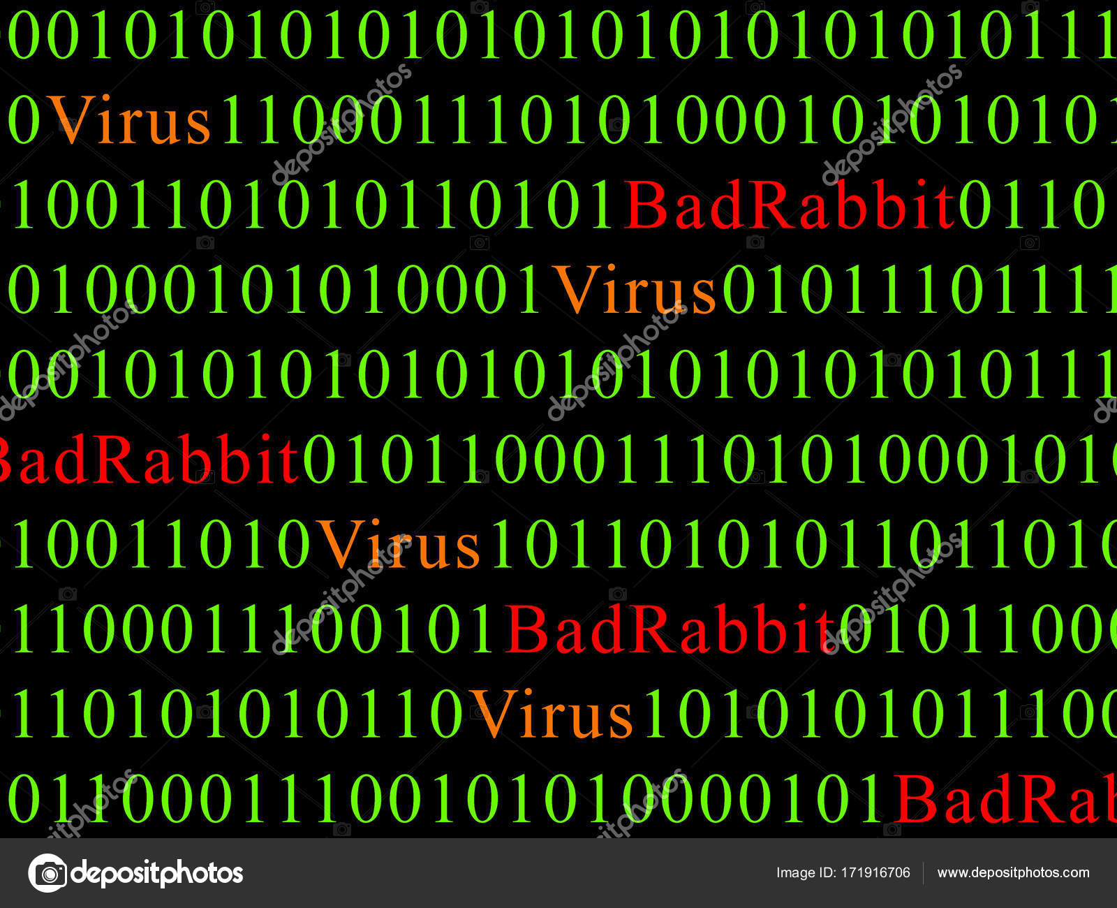 Concept Of Security And Virus And Bad Rabbit Ransomware Red Text Of Bad Rabbit And Green Binary Code Stock Photo Image By C Prot56