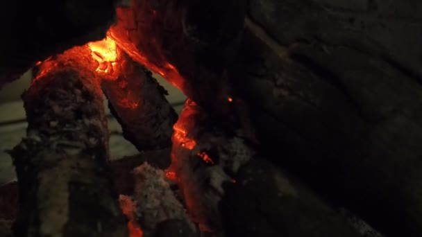 Węgiel Drzewny Ogień Kominku Ciepły Spokojny Uczucie — Wideo stockowe