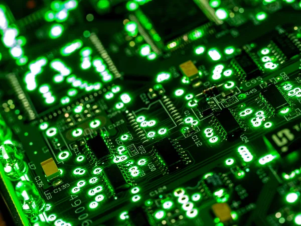 Tło Zbliżenie Zielony Obwodu Drukowanego Technologia Sprzętu Elektronicznego Komputera Tło — Zdjęcie stockowe