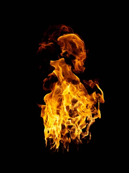 Real Hot Flames Burning Black Background — Stock Photo, Image