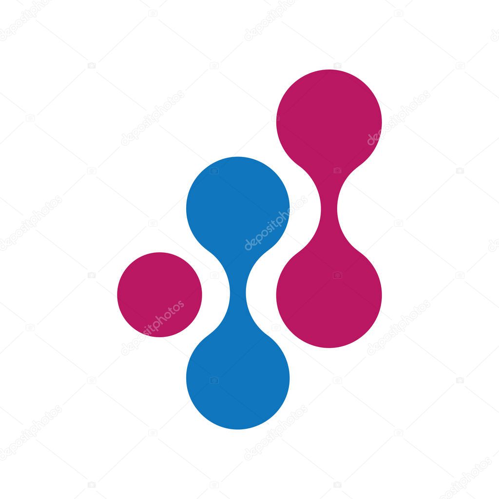 Flat illustration icon of blue and purple dynamic liquic abstract logo
