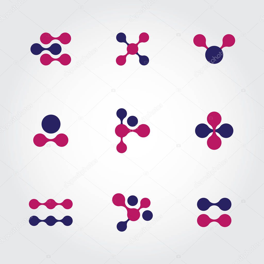 Flat illustration icon of blue and purple dynamic liquic abstract logo
