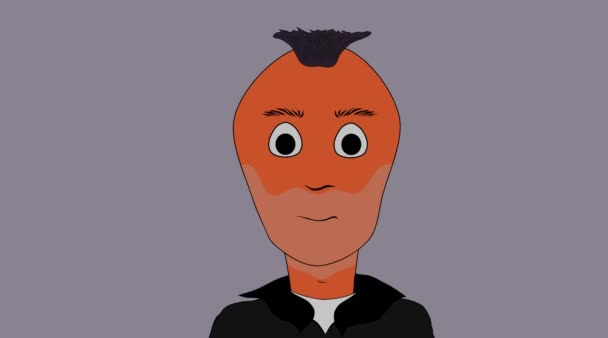 El personaje de dibujos animados Chris sonríe. Animación — Vídeos de Stock