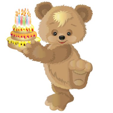 sevimli ayı yavrusu pasta ile