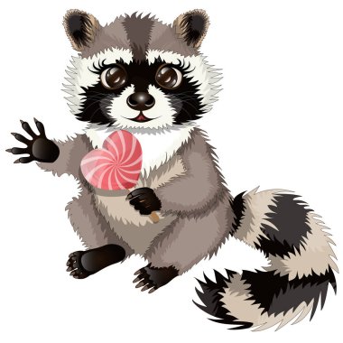 Tatlı çizgi film rakunu.