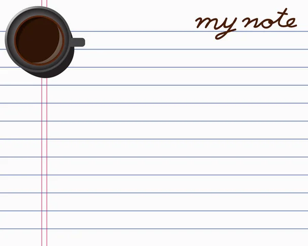 Kaffee auf Papier Notieren Sie kreatives Design für Ihre Banner, Grüße — Stockvektor