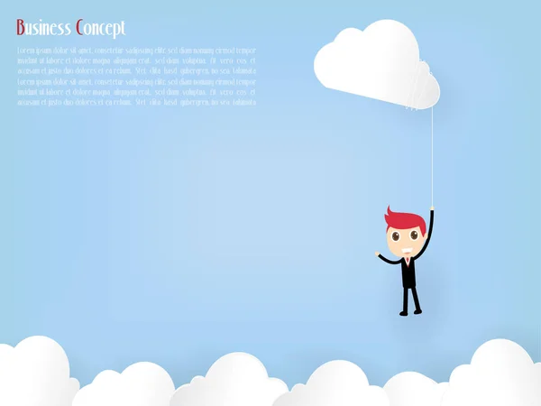 Homme d'affaires sur Sky avec Cloud, illustration vectorielle — Image vectorielle