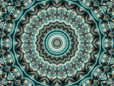 Sorunsuz yeşil fraktal mandala, yaratıcı grafik tasarım için dijital sanat
