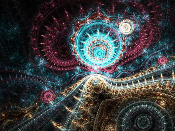 Máquina de tempo fractal colorido escuro, arte digital para design gráfico criativo — Fotografia de Stock