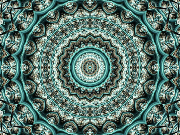 Problemfri grøn fraktal mandala, digital kunst til kreativt grafisk design - Stock-foto