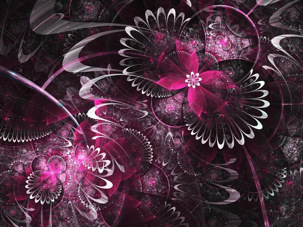Фиолетовые фрактальные цветы, цифровые произведения искусства для творческого графического дизайна — стоковое фото