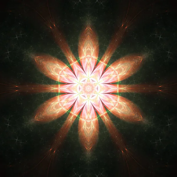 Shiny orange fractal mandala, digital artwork for creative graphic design — Stock Photo, Image