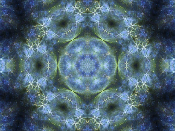 블루 꽃 프랙탈 만다라, 크리에이 티브 그래픽 디자인에 대 한 디지털 아트 워크 — 스톡 사진