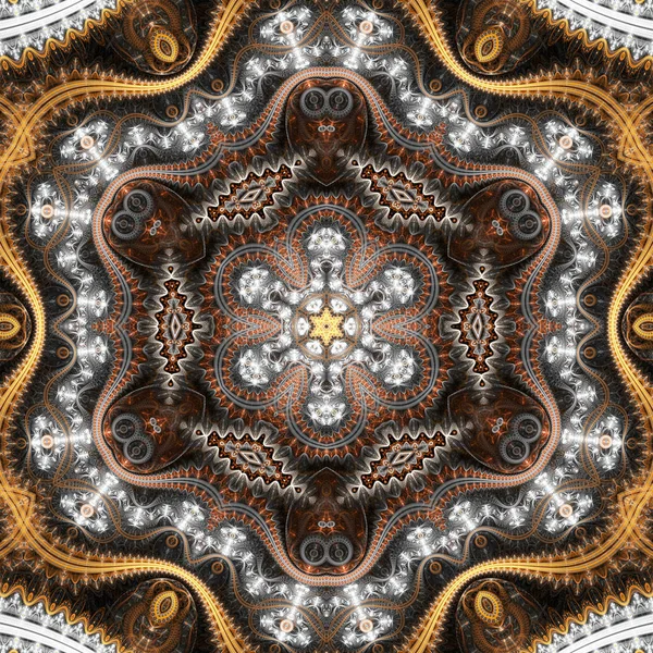 Mandala frattale steampunk dorato, opere d'arte digitali per la grafica creativa — Foto Stock