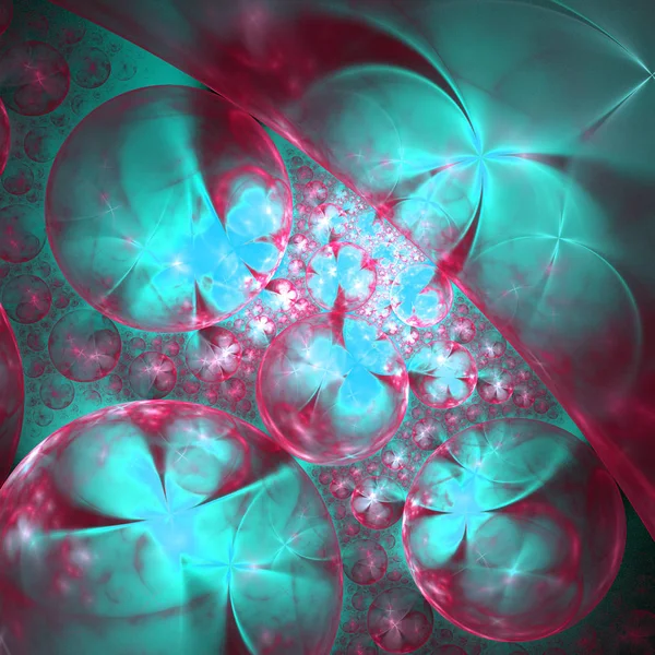 Fractal abstract bloemen met bubbels, digitale kunst voor creatieve grafisch ontwerp — Stockfoto