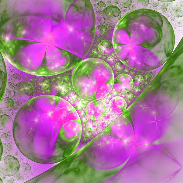 Neon green and pink fractal flowers, digital artwork for creative graphic design — Stock Photo, Image