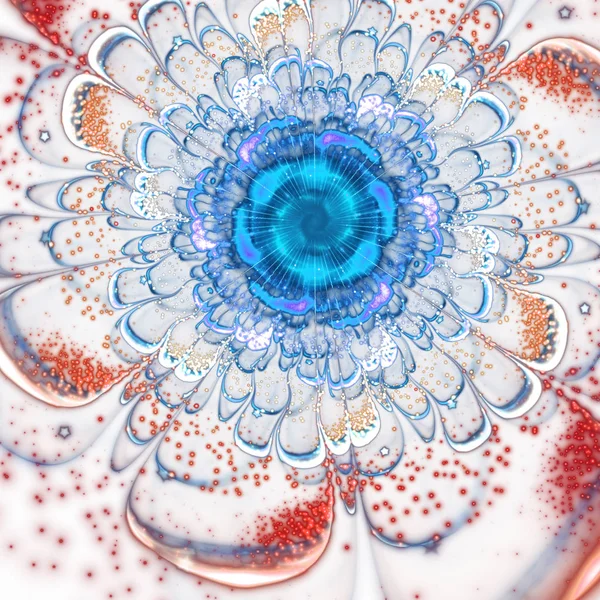 Licht oranje / blauwe fractal bloem, digitale kunst voor creatieve grafisch ontwerp — Stockfoto