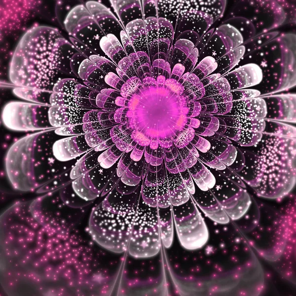 Dark purple fractal flower with pollen, digital artwork for creative graphic design