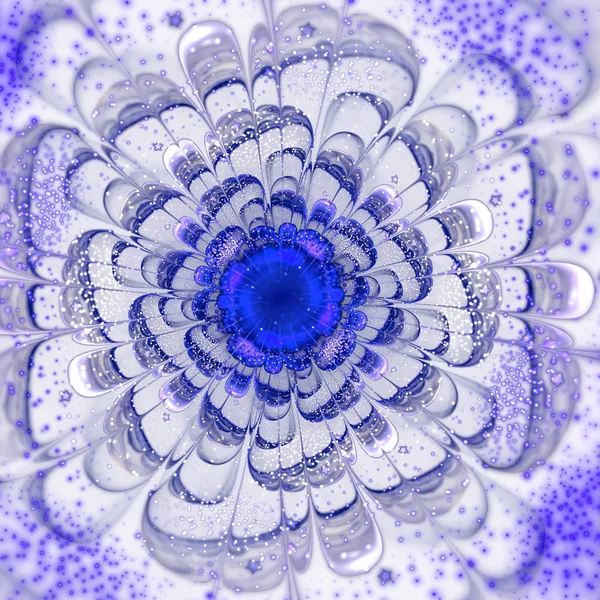 Třpytivé modré fraktální květiny, digitální kresba pro kreativní grafický design — Stock fotografie