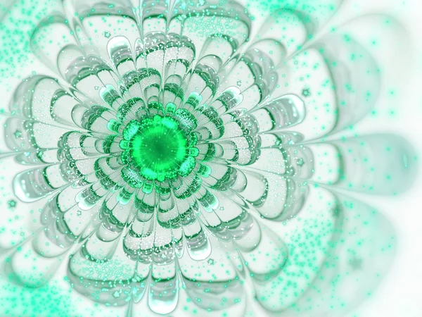 Groene fractal bloem met stuifmeel, digitale kunst voor creatieve grafisch ontwerp — Stockfoto