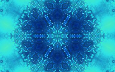 su temalı fraktal mandala, yaratıcı grafik tasarım için dijital sanat