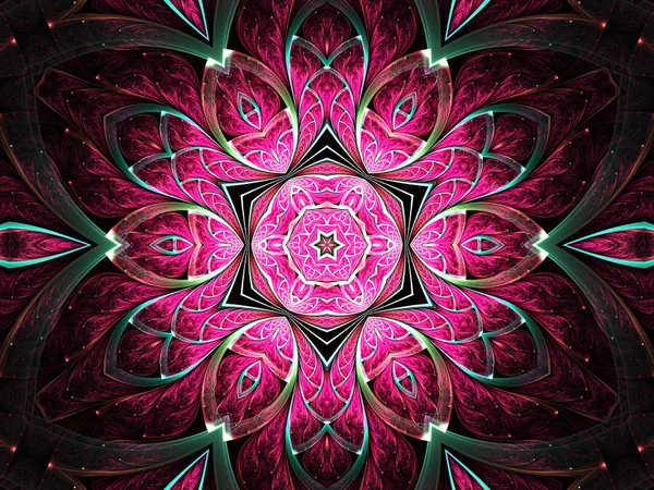 Flower shaped fractal mandala, digital artwork for creative graphic design — Stock Photo, Image