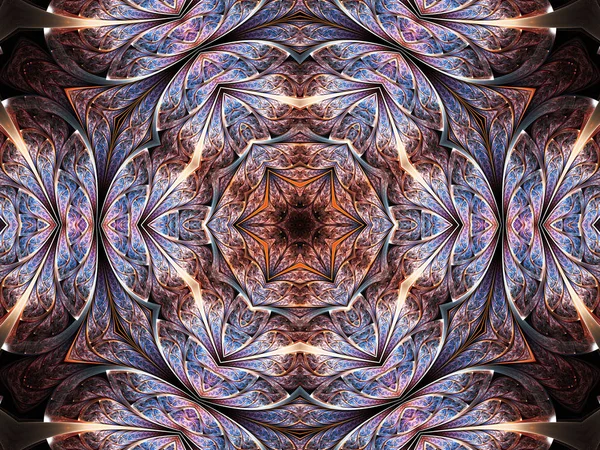 Seamless feathery fractal mandala, digital artwork for creative graphic design — Stock Photo, Image