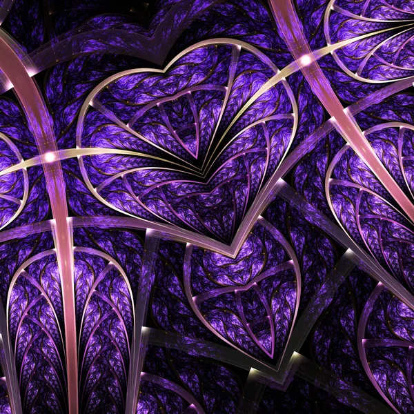 Feathery violet fractal heart, digital artwork for creative graphic design