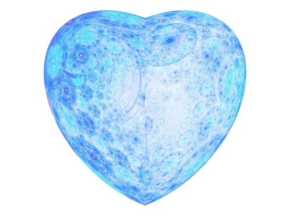 격리 된 블루 프랙탈 심장, 크리에이 티브 그래픽 디자인에 대 한 디지털 아트 워크 — 스톡 사진
