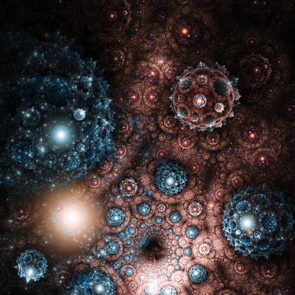 Ilustração de vírus fractal abstrato, arte digital para design gráfico criativo — Fotografia de Stock