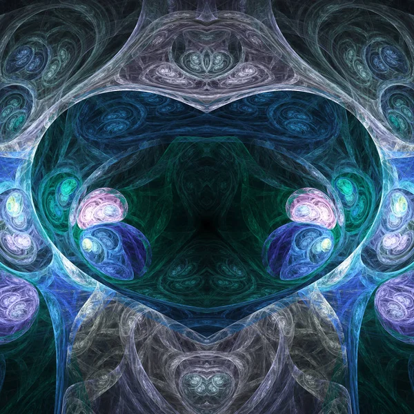 Corazón fractal azul, tema del día de San Valentín, ilustraciones digitales para el diseño gráfico creativo — Foto de Stock