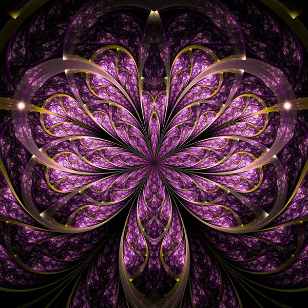 Fiore frattale viola scuro, opere d'arte digitali per un design grafico creativo — Foto Stock