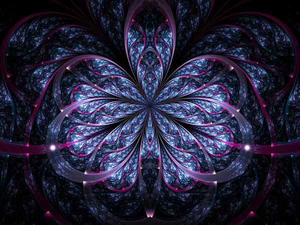 Темно-синя фрактальна квітка, цифрове мистецтво для творчого графічного дизайну — стокове фото